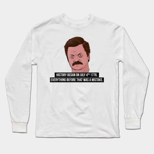 Ron Swanson - July 4th Long Sleeve T-Shirt by BluPenguin